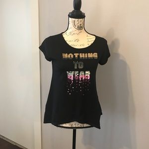 Embellished top and puffed sequin vest